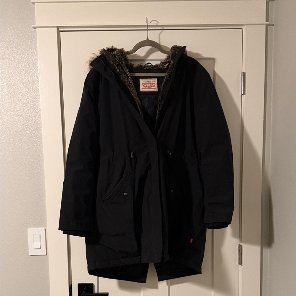 Levi's Black Hooded Parka Coat